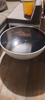 שולחן סלון עגול לבן אפוקסי