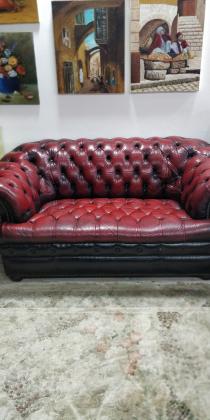 ספה דו +כורסה צ'סטרפילד עור