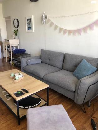 ספה מעוצבת תלת מושבית בצבע אפור