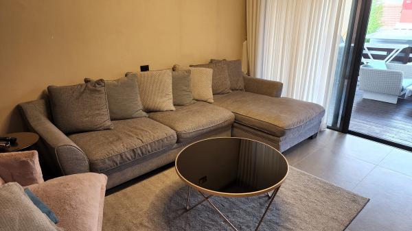 סלון אפור בהיר עם ר'נקנה