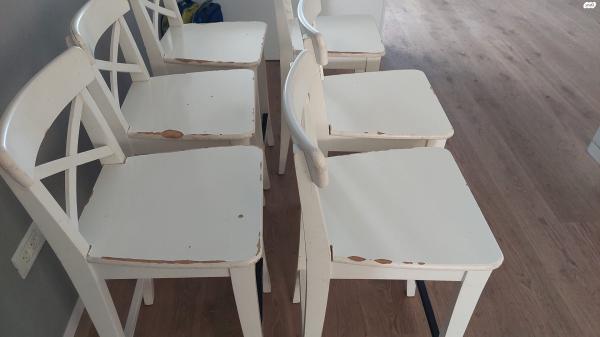 6 כיסאות בר בצבע לבן,כיסאות איקאה