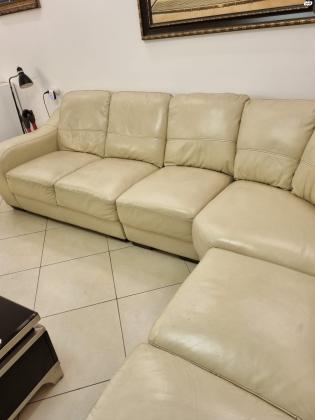 סלון עור איטלקי צבע קרם,פניתי