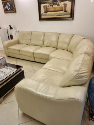 סלון עור איטלקי צבע קרם,פניתי