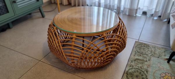 שולחן ראטן לסלון בקוטר 80מיוחד