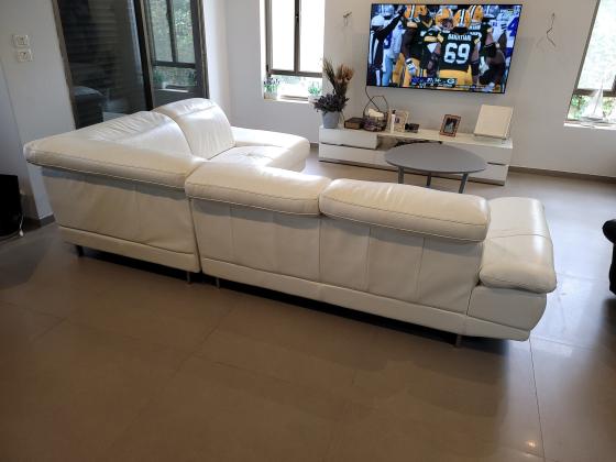 ספת עור פינתית איטלקית לבנה,