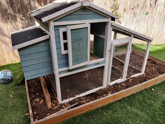 בית לארנבים בנוי מעץ מלא,