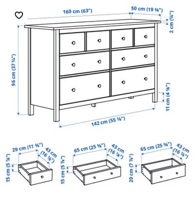 שידה גדולה , הרבה מקום אחסון, 8 מגירות