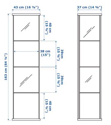 ארון דלת זכוכית, לבן,‎43x163 ס"מ