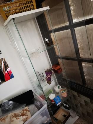 ארון דלת זכוכית, לבן,‎43x163 ס"מ