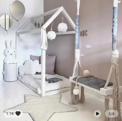 נדנדה לילדים בעיצוב נורדי בצבע