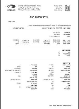 פורד פוקוס Trend סטיישן אוט' 1.6 (125 כ''ס) בנזין 2014 למכירה בירושלים