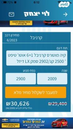 קיה קרניבל LX אוט' דיזל 7 מק' 2.9 (185 כ''ס) דיזל 2009 למכירה בערד