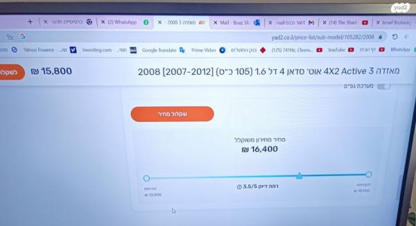 מאזדה j Active סדאן אוט' 1.6 (105 כ''ס) בנזין 2008 למכירה בתל אביב יפו