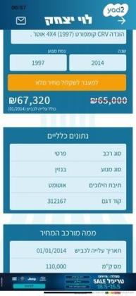 הונדה CR-V 4X4 Comfort אוט' 2.0 (155 כ"ס) בנזין 2014 למכירה בהרצליה