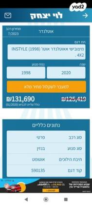 מיצובישי אאוטלנדר Instyle אוט' 7 מק' 2.0 (150 כ"ס) בנזין 2020 למכירה בחולון