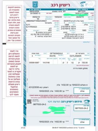 מיצובישי אאוטלנדר Invite ידני 5 מק' 2.0 (150 כ''ס) בנזין 2015 למכירה בבאר שבע