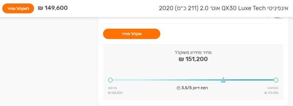 אינפיניטי QX30 Luxury Tech אוט' 2.0 (211 כ''ס) בנזין 2020 למכירה ברמת השרון
