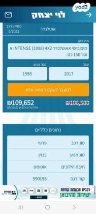 מיצובישי אאוטלנדר Intense אוט' 5 מק' 2.0 (150 כ"ס) בנזין 2017 למכירה בחולון