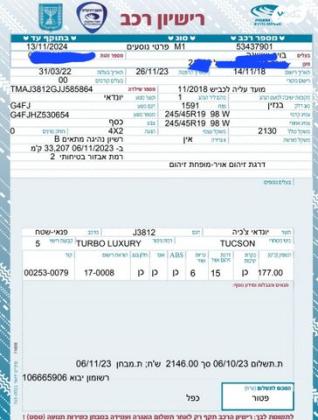 יונדאי טוסון Turbo Luxury אוט' בנזין 1.6 (177 כ"ס) בנזין 2018 למכירה בכרמיאל
