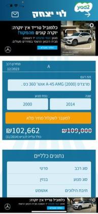 מרצדס A-Class 4X4 A45 AMG סדאן אוט' 2.0 (360 כ''ס) בנזין 2014 למכירה באשקלון