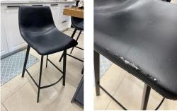 5 כסאות בר מטבח שחורים - עור מלאכותי