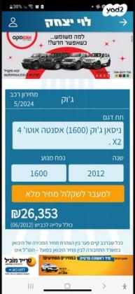 ניסאן ג'וק / Juke Acenta אוט' 1.6 (117 כס) " בנזין 2012 למכירה בירושלים
