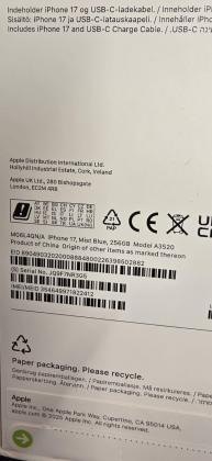 Apple iPhone 17 256GB 8GB RAM