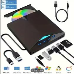 נגן תקליטורים/דיווידים נייד 7 ב-1 USB 3