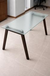 שולחן זכוכית חלבית 160/80